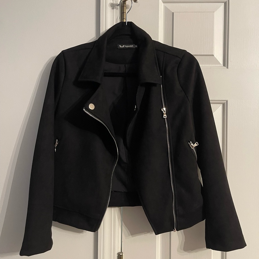 Black Suede Moto Jacket / Size XS
